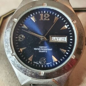 2 for $20😄Puritan PUR60558W Silver/Blue Stainless Steel Men's Watch w/Date